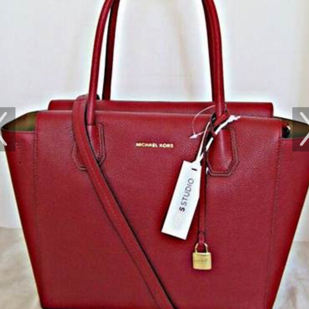 Nwt Michael Kors Studio Mercer Large Satchel Leather Tote 30h6gm9s3l Cherry